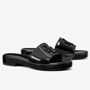 TORY BURCH Eleanor Jelly Slide Sandals In Black size 8